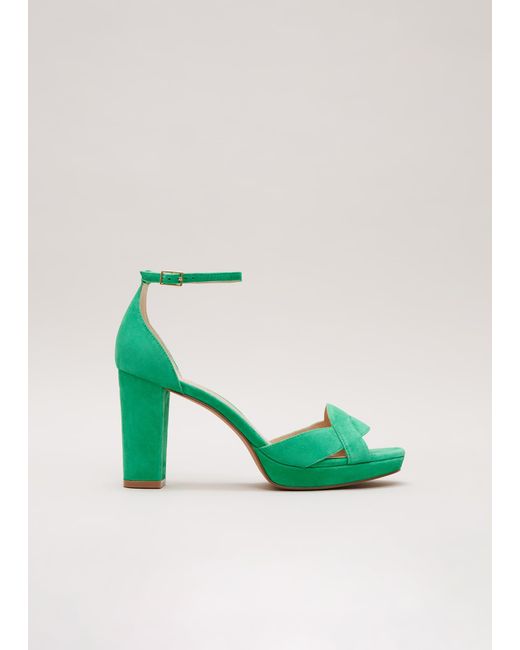 Phase Eight Green 's Suede Crossover Platform Sandal
