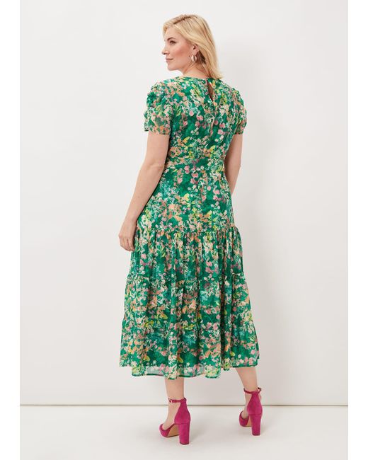 Phase Eight Green Morven Printed Tiered Dress