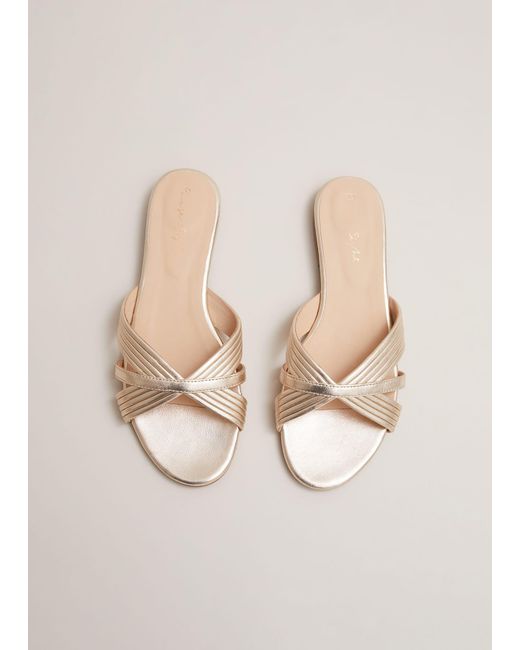 Phase Eight Natural Leather Flat Slider Sandal
