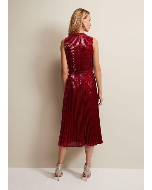 Phase Eight Red 's Simara Pink Sequin Midi Dress