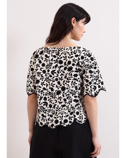 Phase Eight Black Abi Printed Top