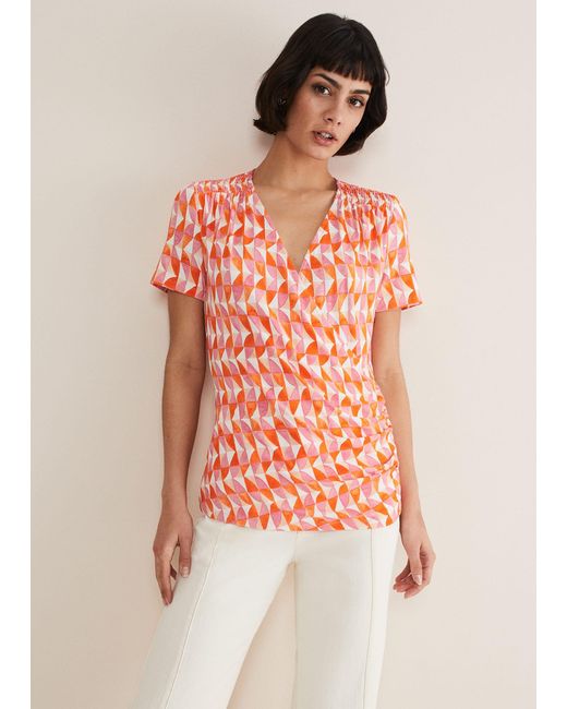 Phase Eight Pink Loicia Geo Wrap Top