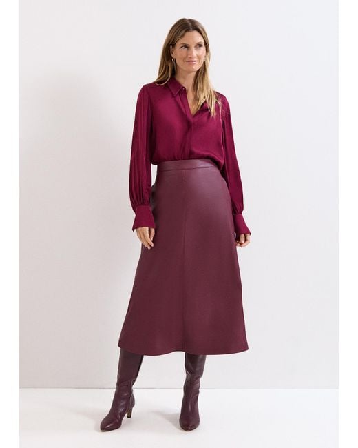 Phase Eight Red Novie Burgundy Satin Shirt