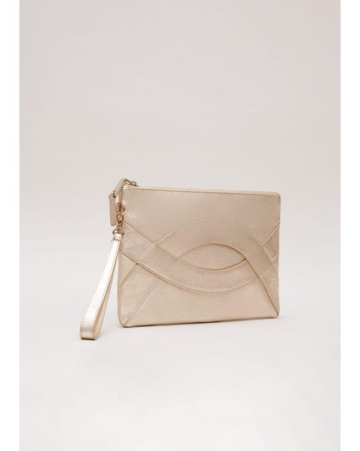 Phase Eight Natural Leather Crossover Detail Clutch Bag
