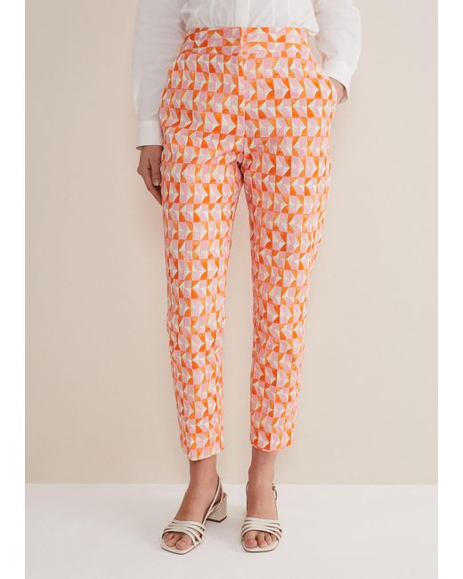 Phase Eight Natural Elysia Geo Cigarette Trousers