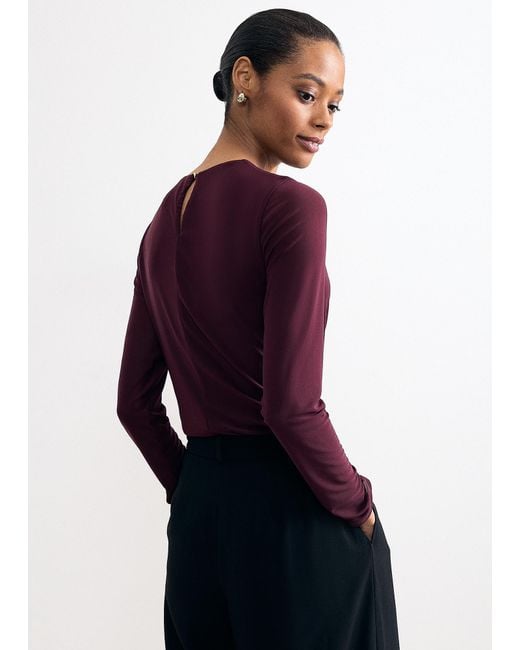 Phase Eight Purple Kate Ruffle Mesh Top