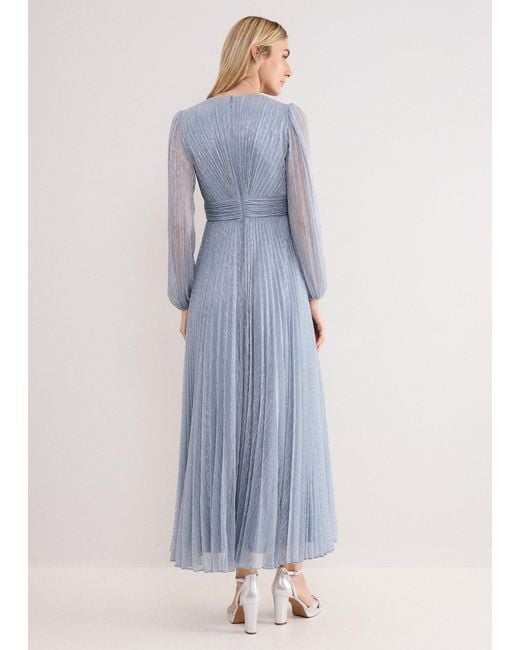 Phase Eight Blue Petite Harper Plisse Maxi Dress