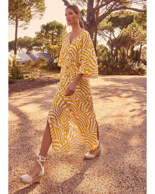 Phase Eight Brown Dena Linen Zebra Print Maxi Dress