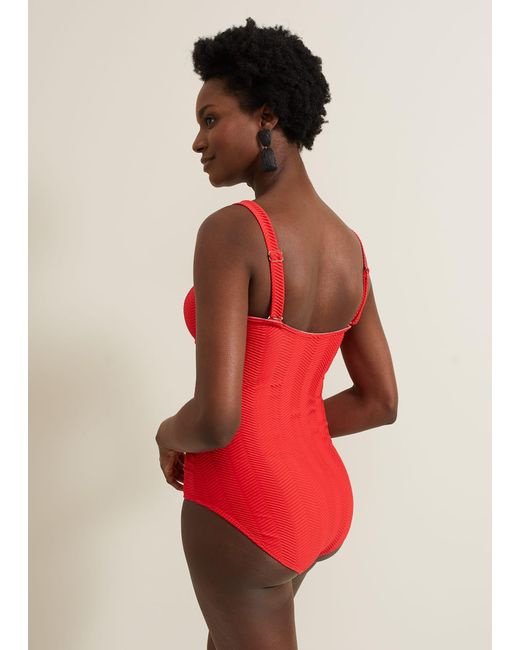 Phase Eight Textured Plain Ring Detail Swimsuit