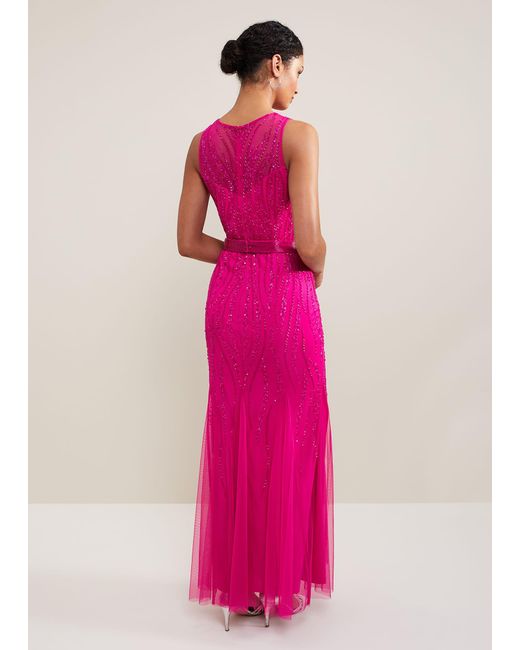 Phase Eight Pink Rowena Beaded Maxi Dress