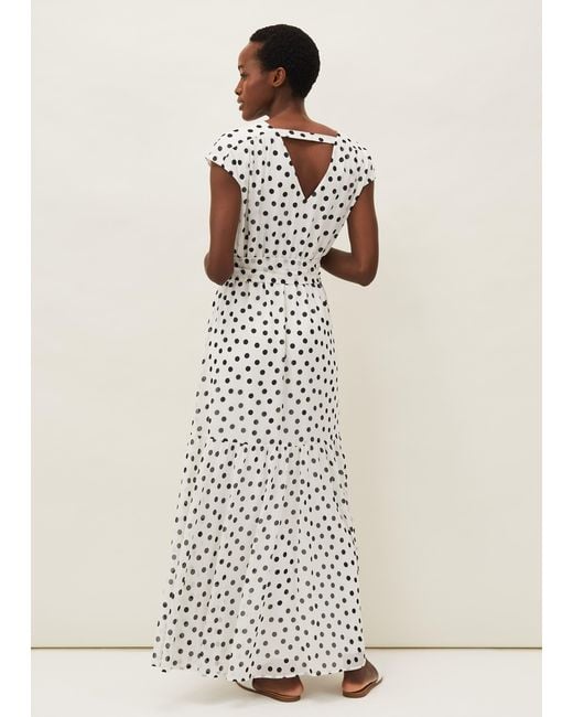 Phase Eight White Verena Spot Maxi Dress