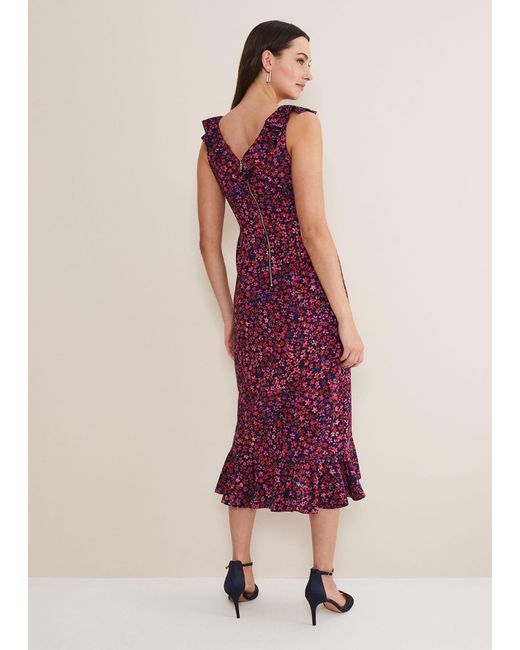 Phase Eight Purple Viola Ditsy Frill Dress