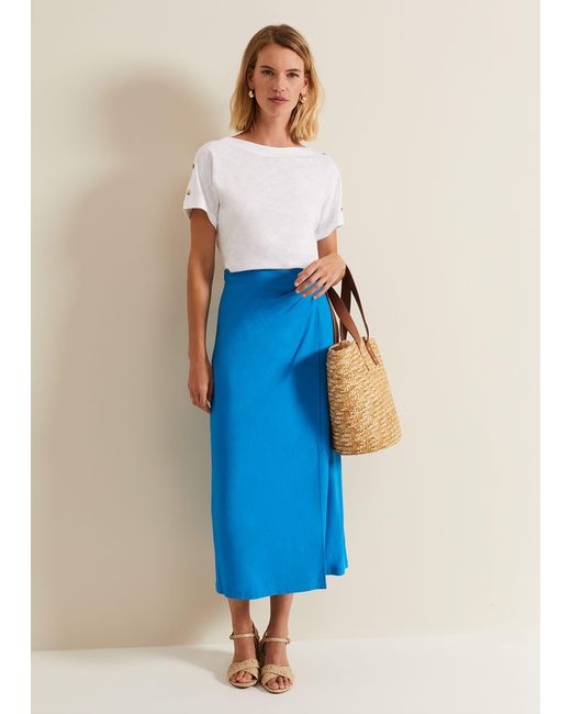 Phase Eight Blue 's Hayden Linen Wrap Skirt