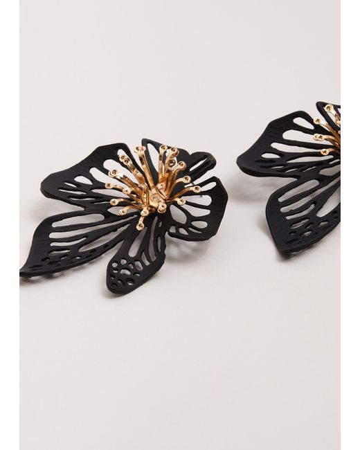 Phase Eight Black Large Flower Earrings