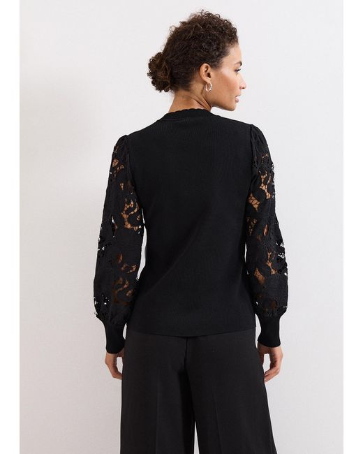 Phase Eight Black Harriet Lace Sleeve Jumper