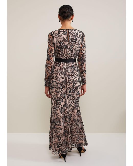 Phase Eight Natural Nola V-Neck Embroidered Maxi Dress