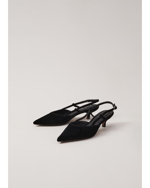 Phase Eight White Velvet Slingback Kitten Heels