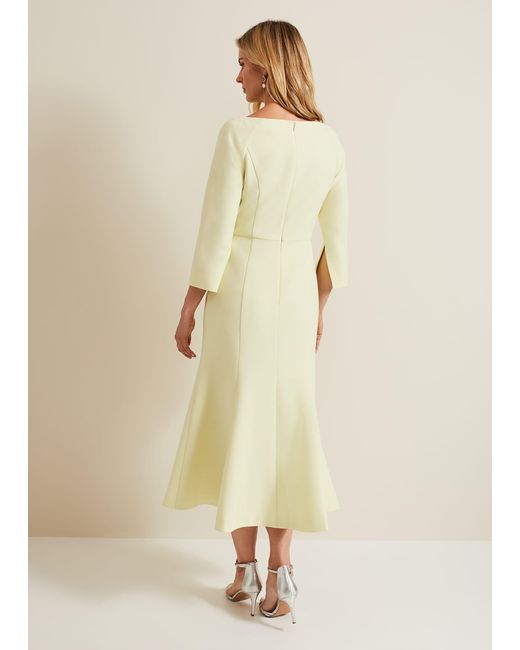 Phase Eight Yellow Sienna Tux Button Midi Dress
