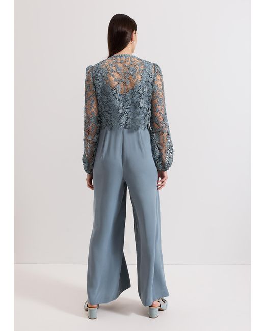 Phase Eight Blue Vanessa Lace Bodice Jumpsuit