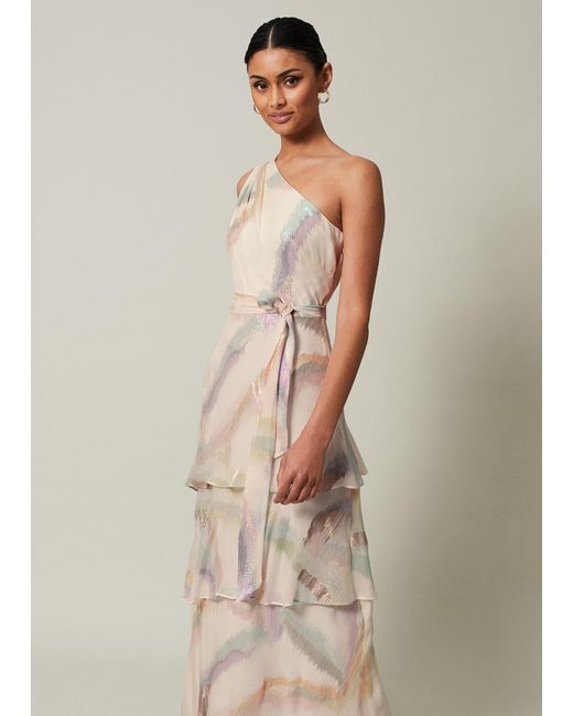 Phase Eight Natural 's Sonia One Shoulder Silk Maxi Dress