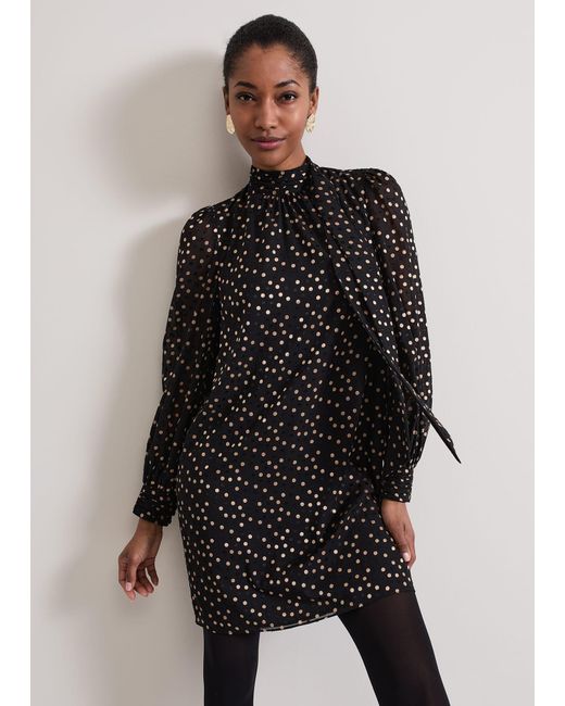 Phase Eight Black Mabel Dotty Swing Dress