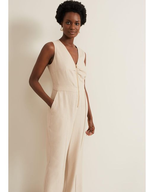 Phase Eight Natural 's Fraya Zip Front Jumpsuit