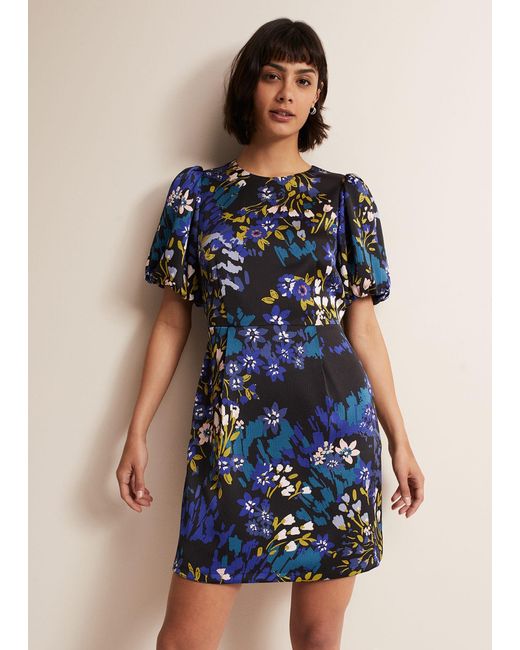 Phase Eight Blue Lanna Floral Mini Dress