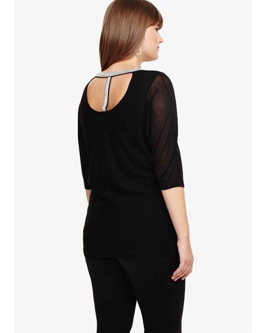 Phase Eight Black Daisy Diamante Knit Top