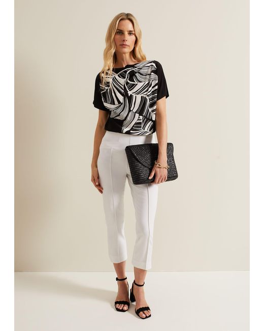 Phase Eight Natural 's Lyra Woven Front Print Top