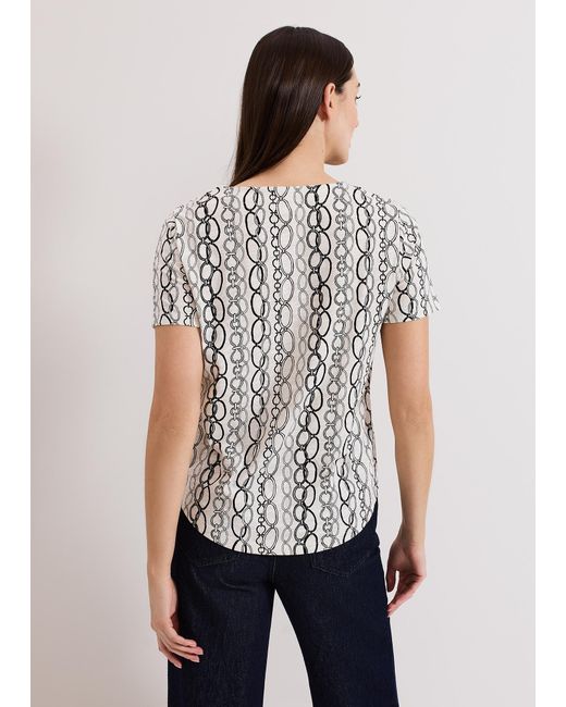 Phase Eight Gray Alice V Neck Chain Print Top