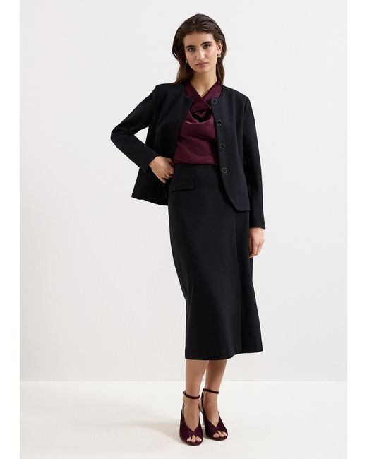 Phase Eight Black Phoebe Ponte Midi Skirt