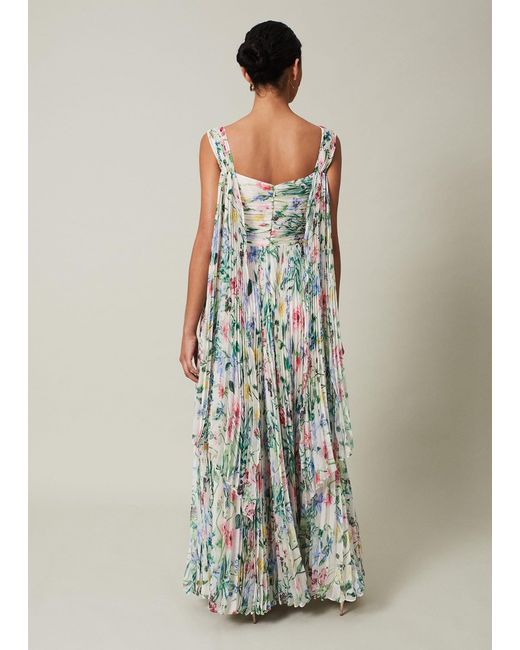 Phase Eight White Gretel Floral Pleated Maxi Dress