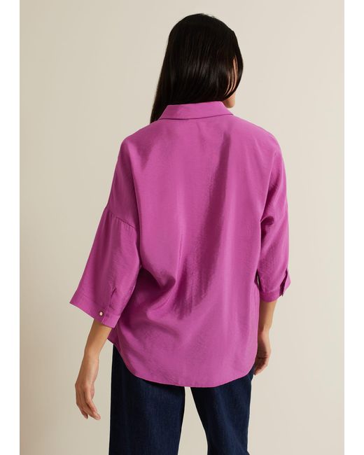 Phase Eight Purple Cynthia Pleat Zip Front Shirt