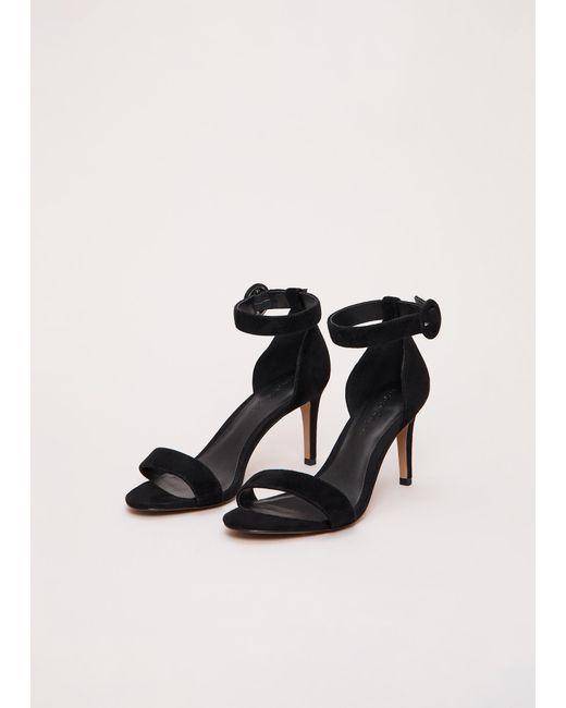 Phase Eight White Suede Ankle Strap Heeled Sandals