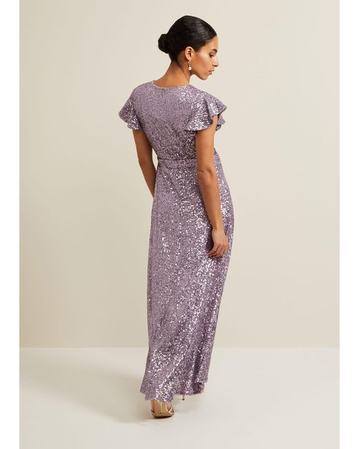 Phase Eight Purple 's Petite Carina Sequin Maxi Dress