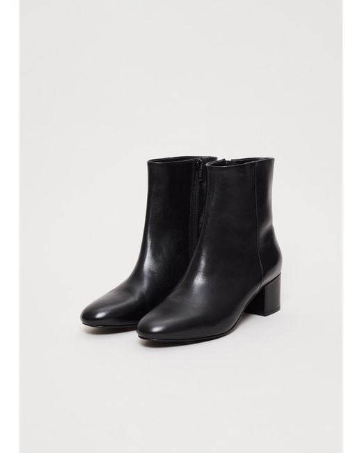 Phase Eight Black Leather Block Heel Ankle Boot