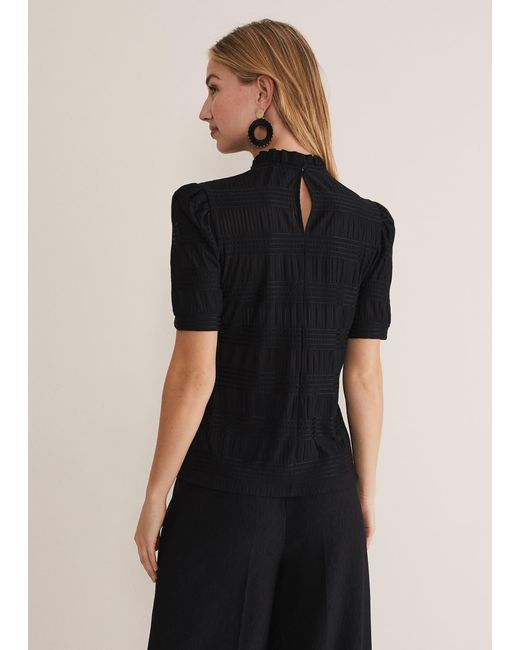 Phase Eight Black Samiha Textured Top