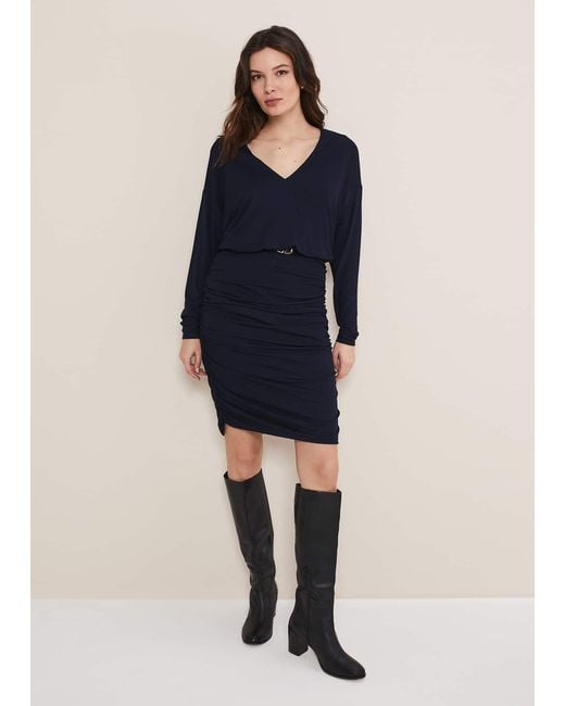 Phase Eight Blue 's Jules Jersey Belted Batwing Dress