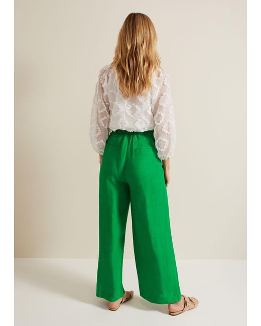 Phase Eight Green 's Lottie Wide Leg Linen Trouser