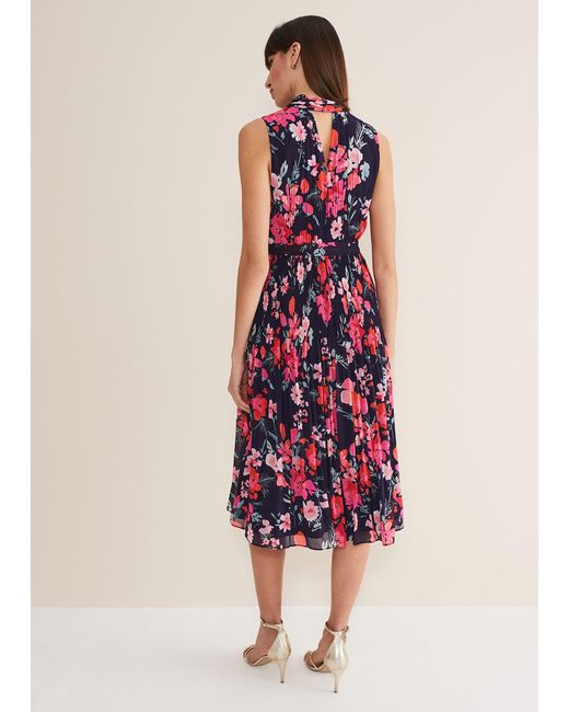 Phase Eight Pink 's Tillie Floral Pleated Midi Dress