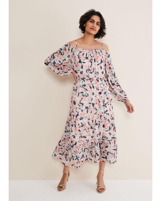 Phase Eight Natural Vicky Off Shoulder Printed Dress