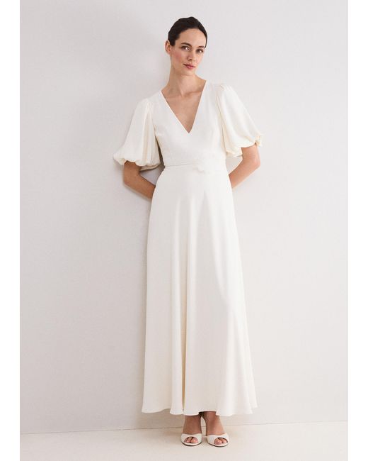 Phase Eight Natural Ellie Puff Sleeve Maxi Dress