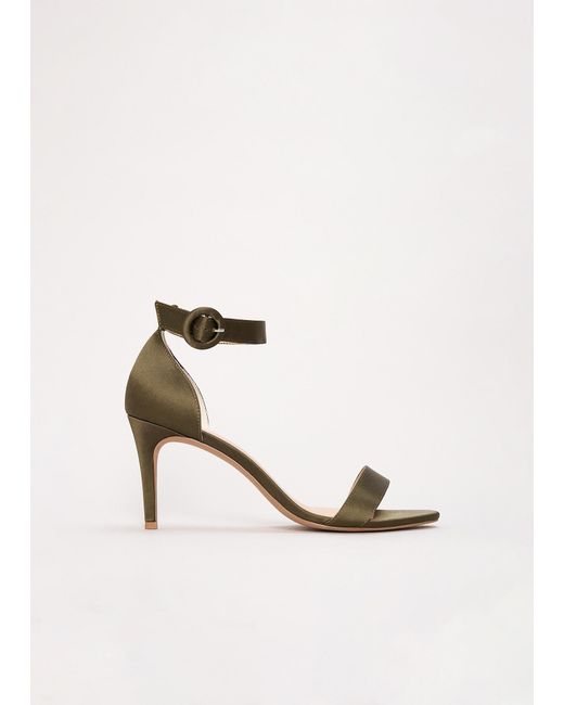 Phase Eight Natural Satin Ankle Strap Heeled Sandals