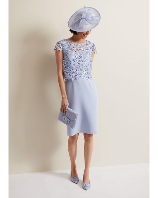 Phase Eight Blue 's Daisy Lace Double Layer Dress