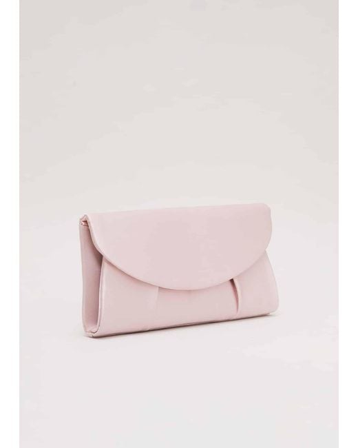 Phase Eight s Pleat Satin Clutch Bag in Pink Lyst UK