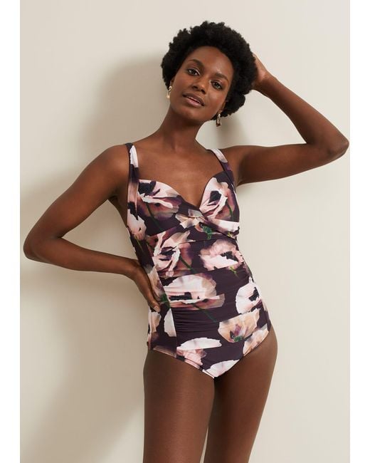Phase Eight Natural Poppy Print Swimsuit