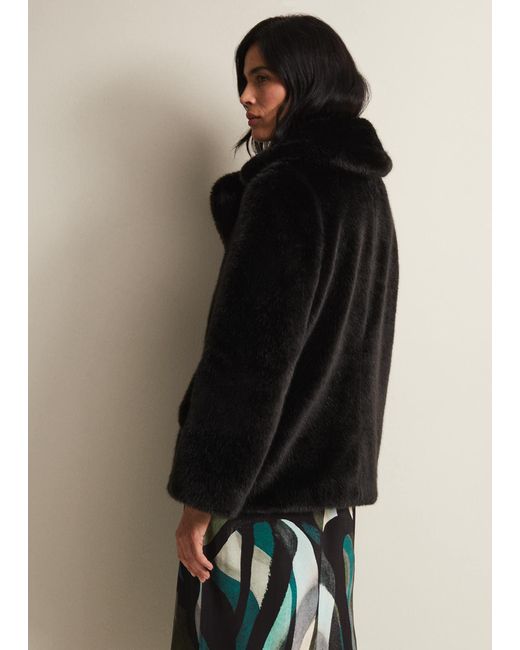 Phase Eight Black Megan Faux Fur Coat
