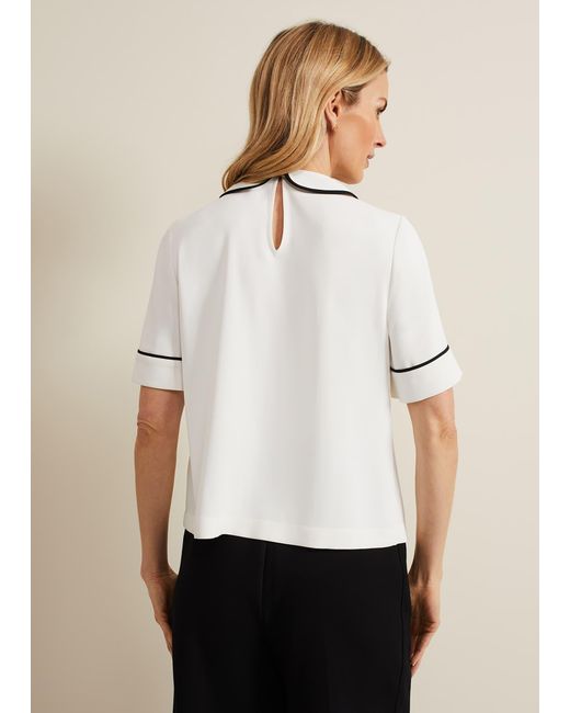 Phase Eight Natural Carys Contrast Piping Blouse