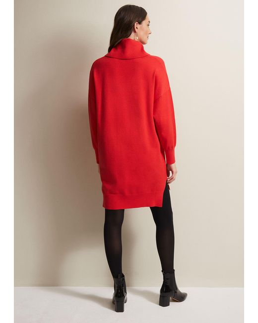 Phase Eight Red Cecilia Cowl Neck Jumper Dress