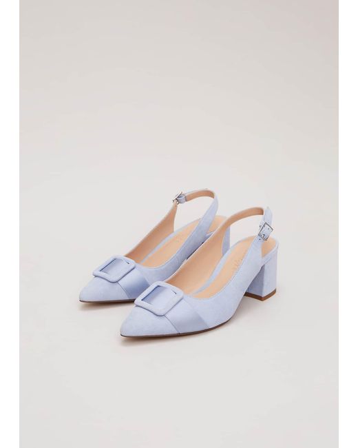 Phase Eight White 's Suede Buckle Block Heel Shoes